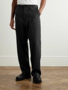 Monitaly - Fatigue Straight-Leg Linen and Cotton-Blend Trousers - Black