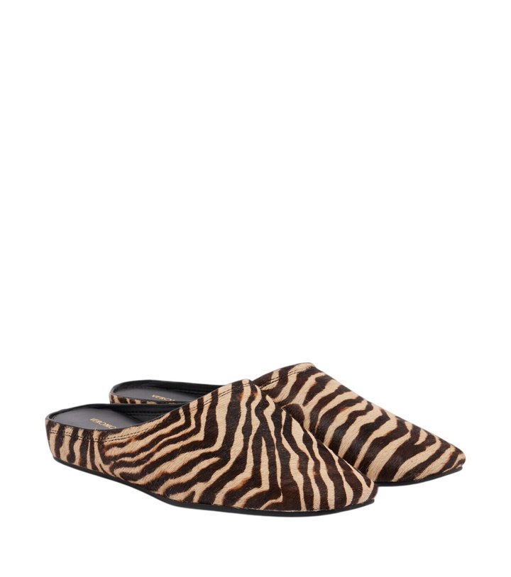 Photo: Veronica Beard Narcisa zebra-print calf hair mules