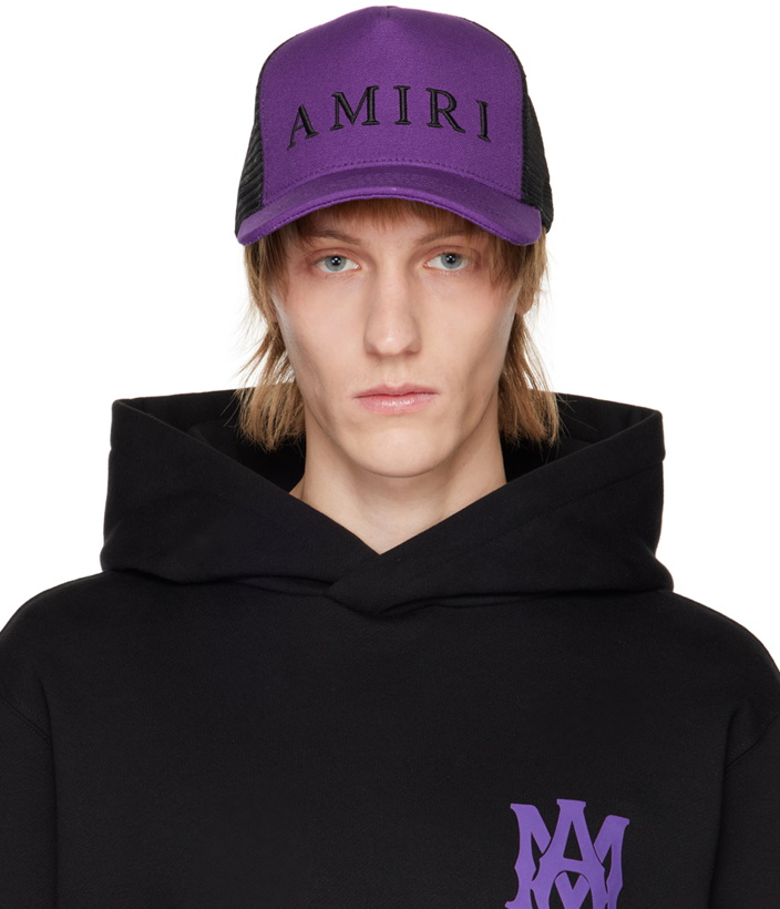 Photo: AMIRI Purple & Black Emrboidered Trucker Cap