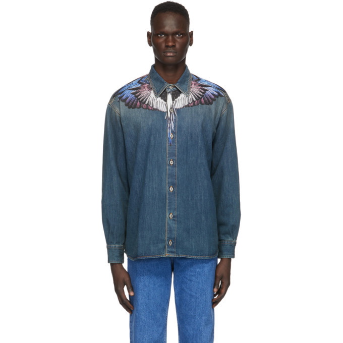 Marcelo Burlon County of Milan graphic-print denim shirt - Blue