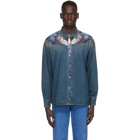 Marcelo Burlon County of Milan Blue Denim Wings Long Sleeve Shirt