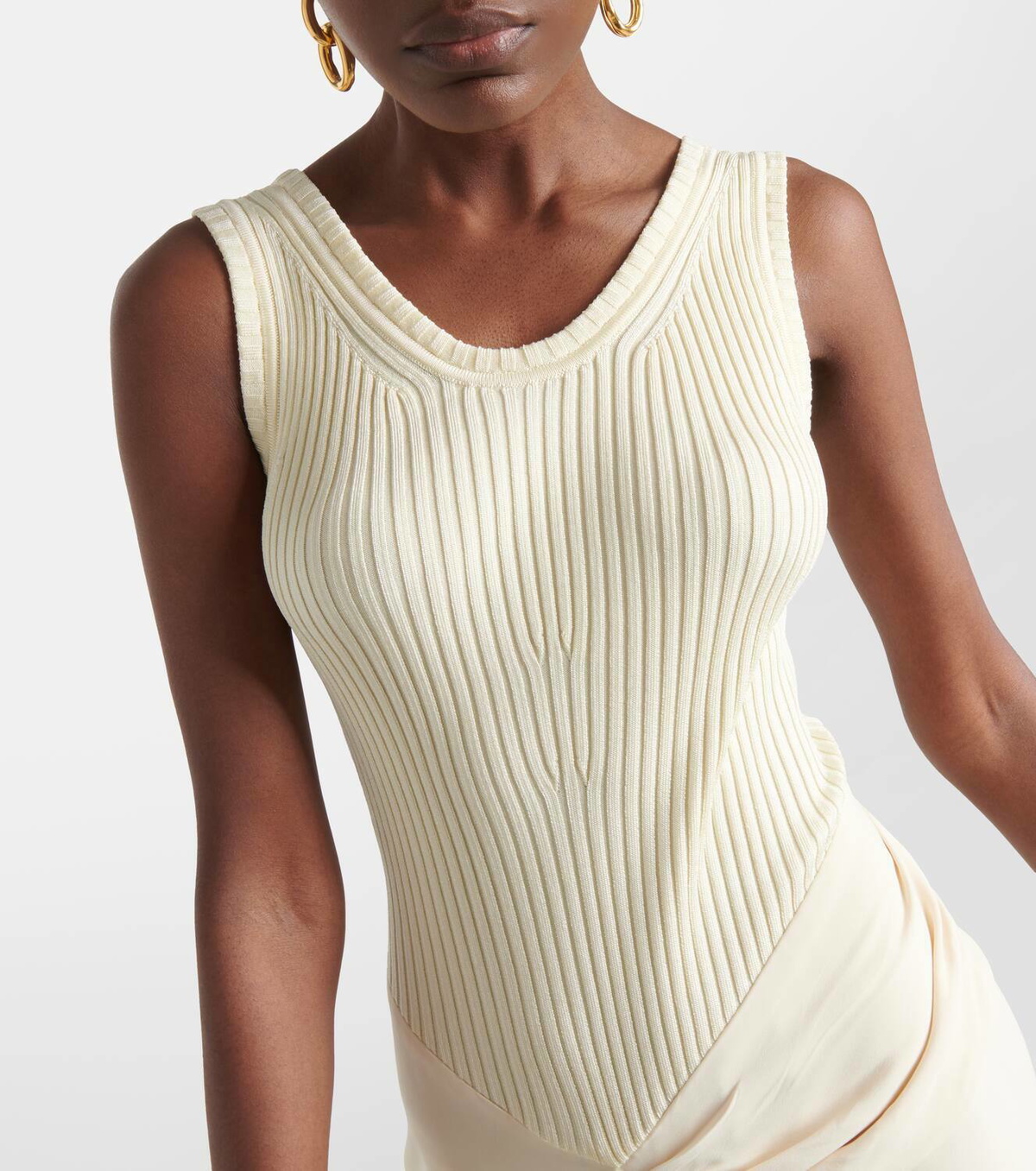 Victoria Beckham::ミディドレス:UK10[RESALE] VB BODY VICTORIA BECKHAM Metallic stretch-knit midi dress