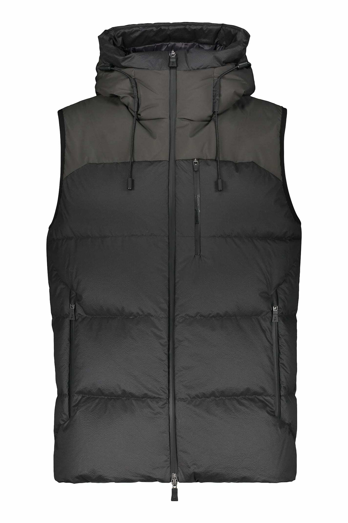 New HERNO Long Light Down Vest,38/2,Puffer,Hood,Black,Zip