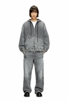 Diesel Zip-up hoodie in marbled Track Denim - Sweaters - Unisex - Grey