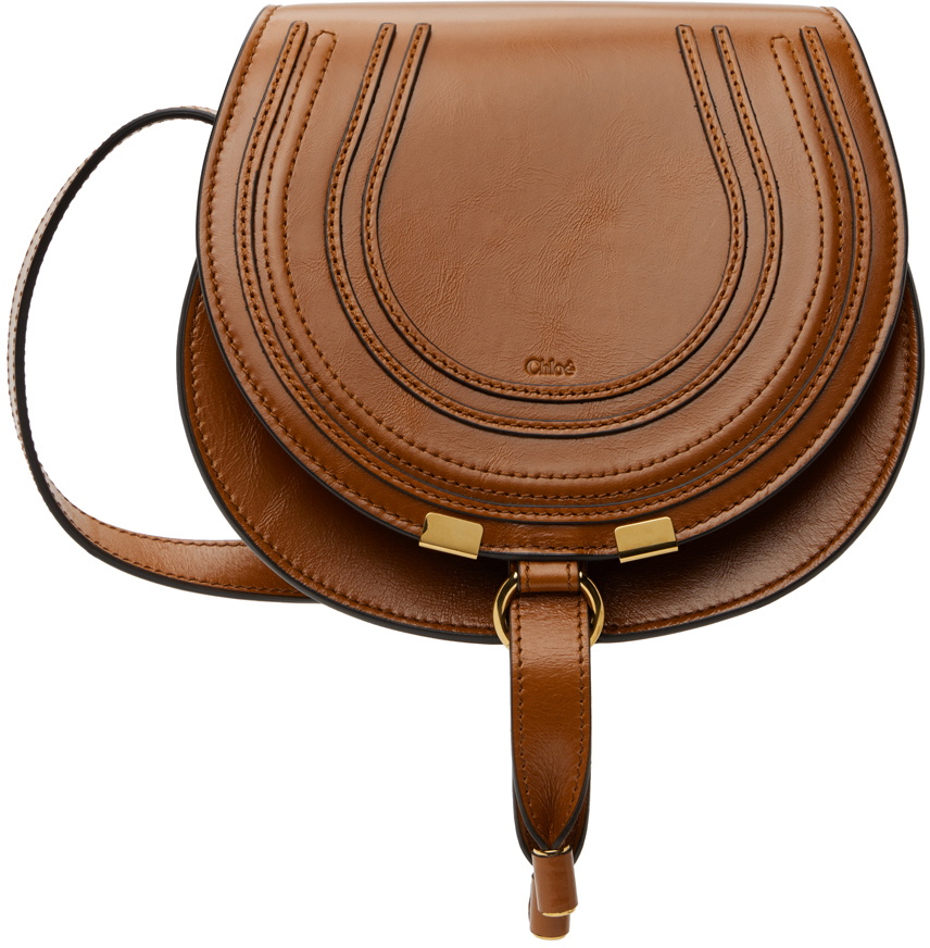 Chloe Tan Small Shiny Marcie Saddle Bag Chloe