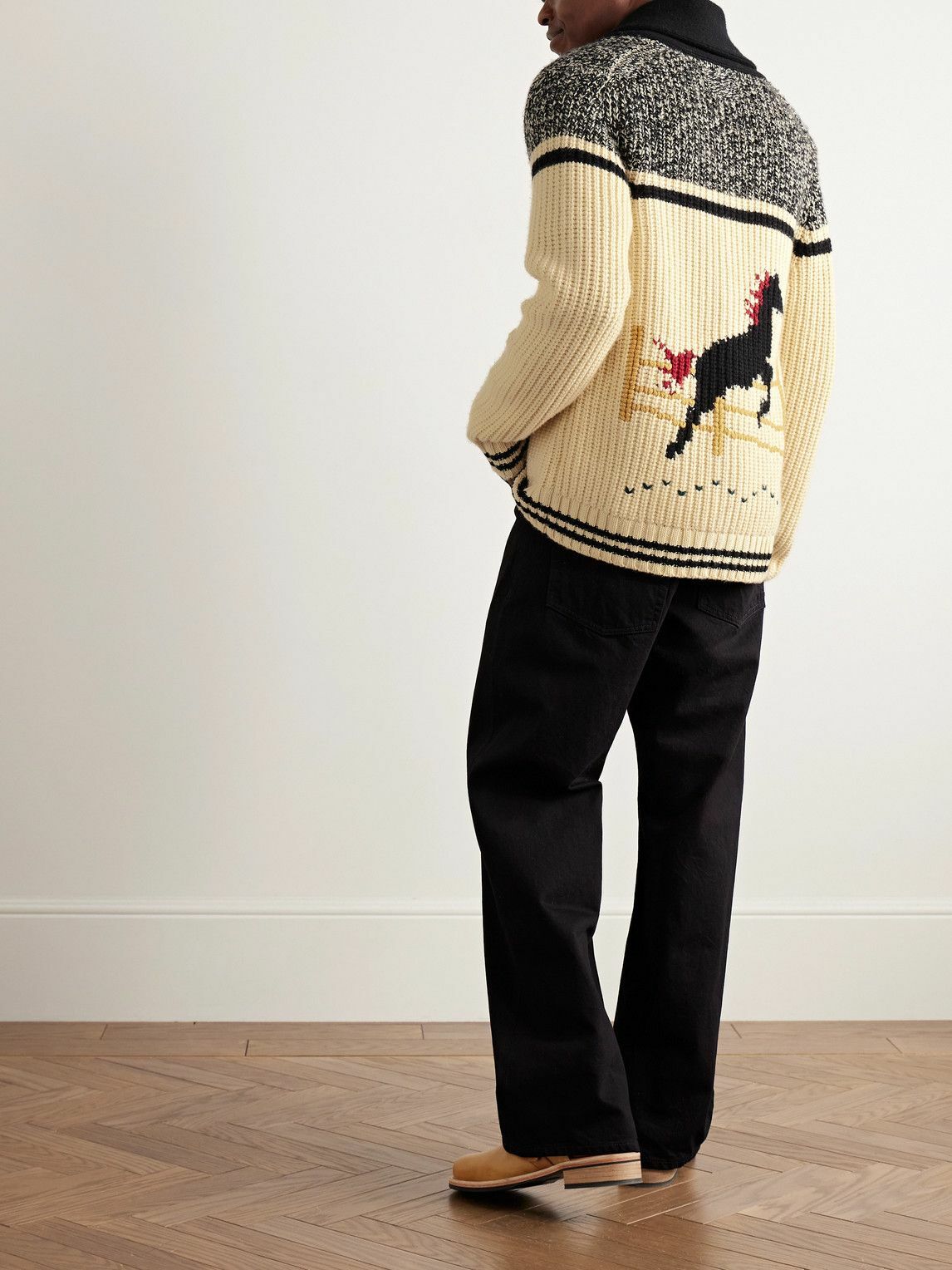 Guest In Residence - Rodeo Shawl-Collar Intarsia-Knit Wool and Cashmere-Blend Cardigan - Yellow