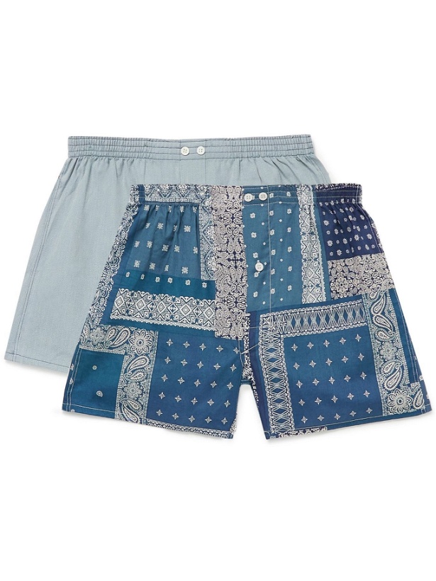 Photo: Anonymous ism - Two-Pack Cotton Boxer Shorts - Blue