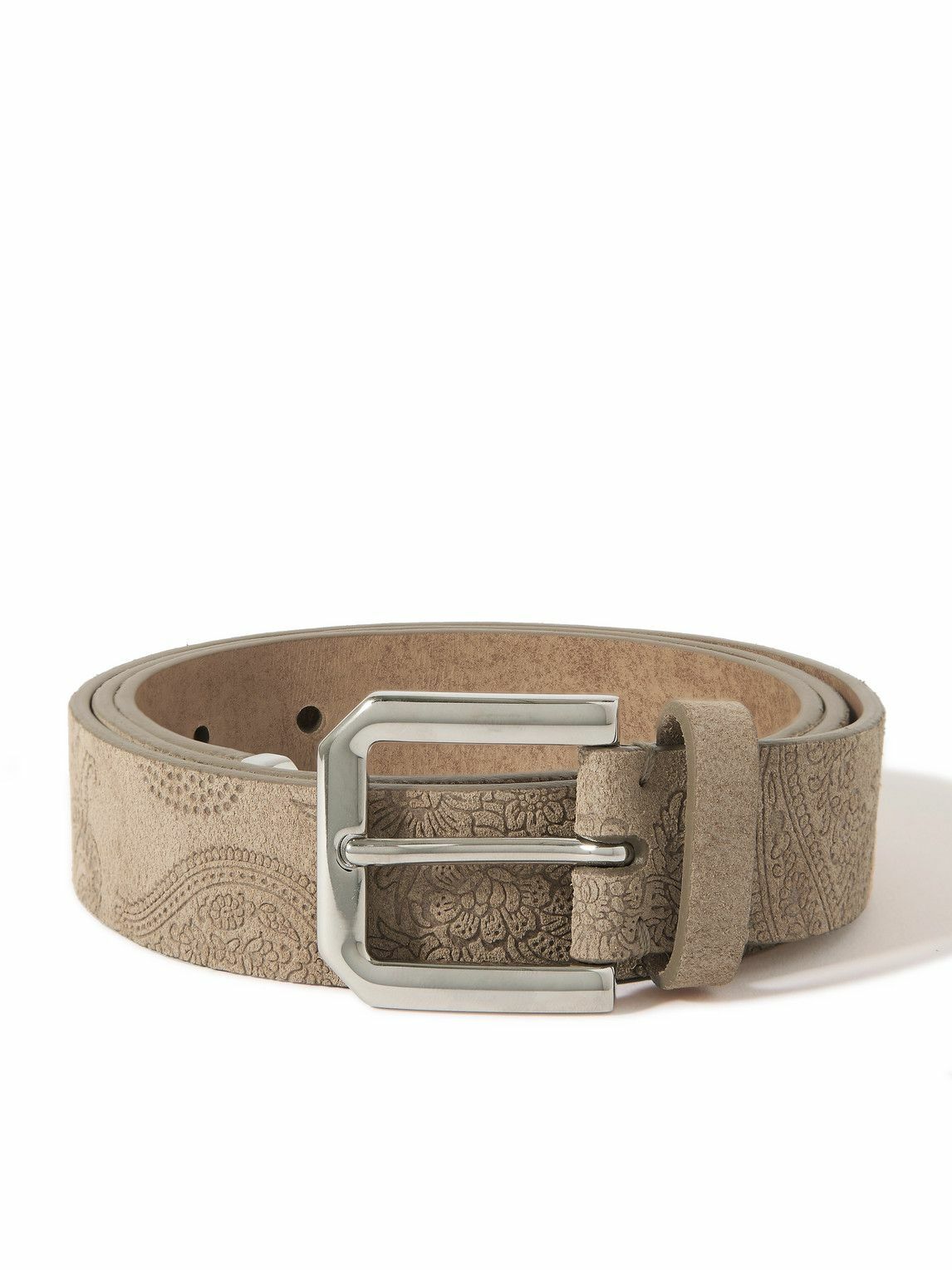 Brunello Cucinelli - Embossed Suede Belt - Neutrals Brunello  display picture 1