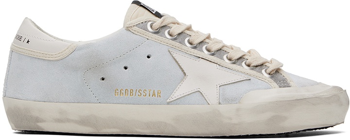 Photo: Golden Goose Gray & White Super-Star Suede Sneakers