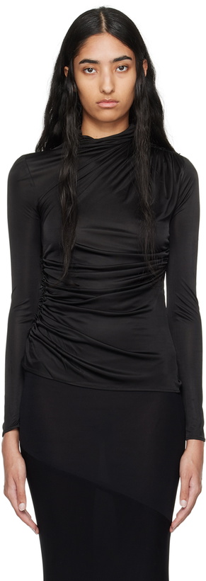Photo: Atlein Black Ruched Long Sleeve Turtleneck