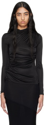 Atlein Black Ruched Long Sleeve Turtleneck