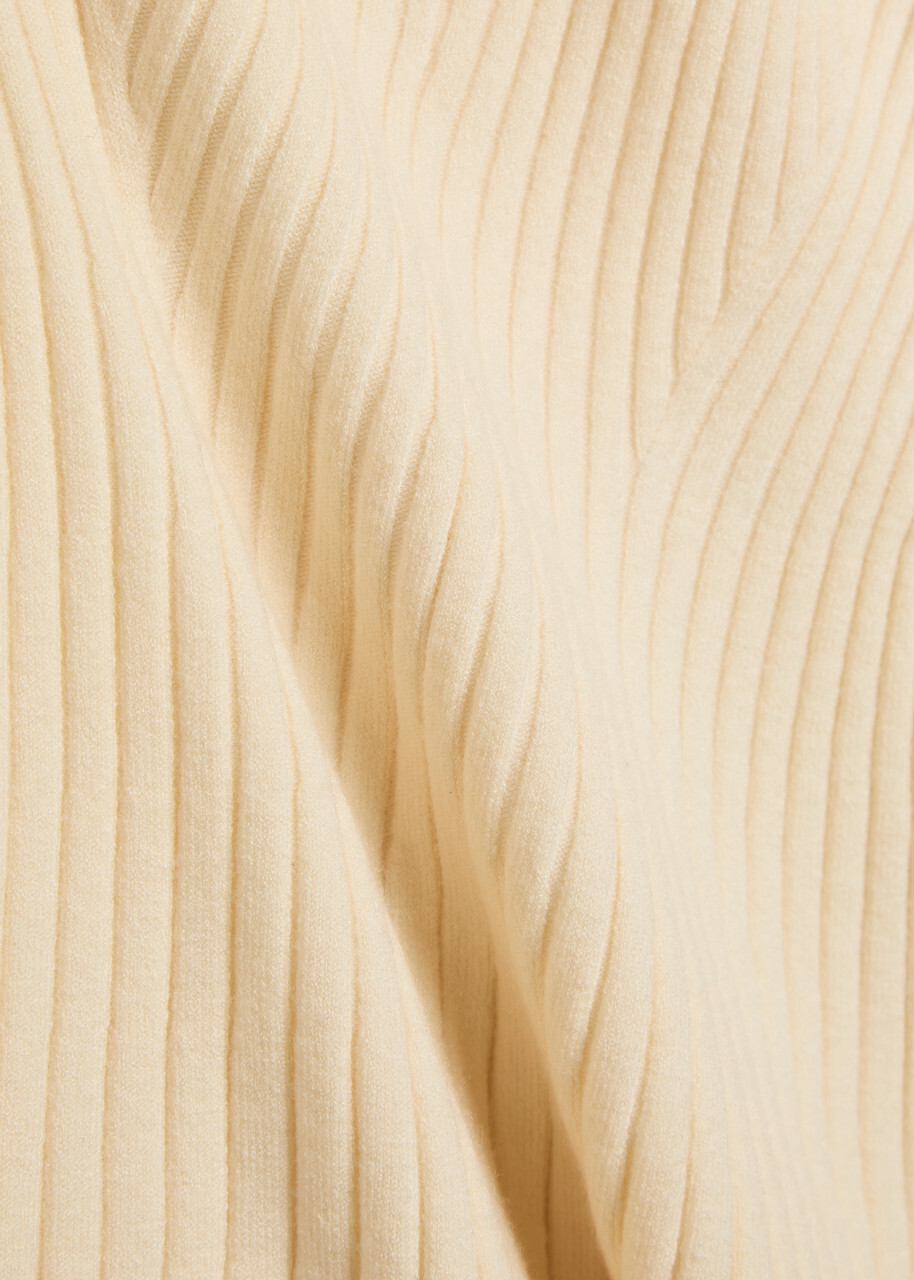 Paige Olie Ribbed Knit Mini Polo Dress Beige
