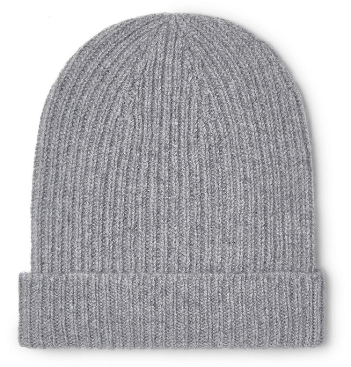 Photo: Anderson & Sheppard - Ribbed Mélange Cashmere Beanie - Gray