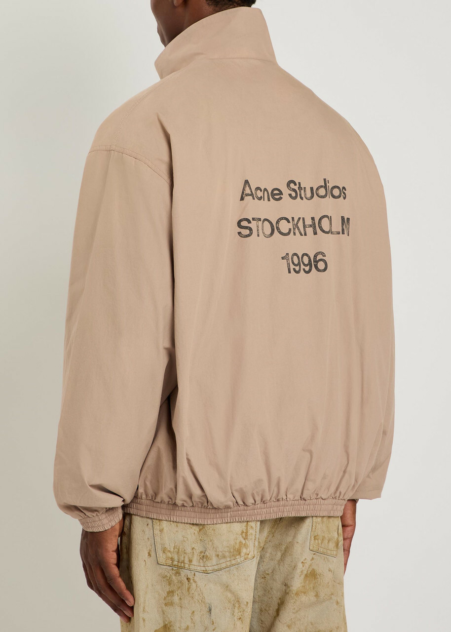 Acne Studios Logo-print Cotton-poplin Jacket Beige