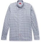 Isaia - Slim-Fit Button-Down Collar Checked Cotton-Poplin Shirt - Blue