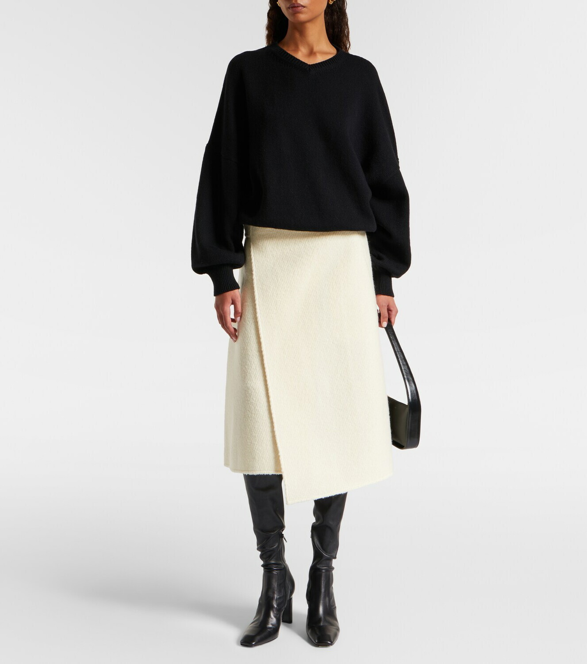Proenza Schouler Bodhi high-rise wool-blend bouclé wrap skirt