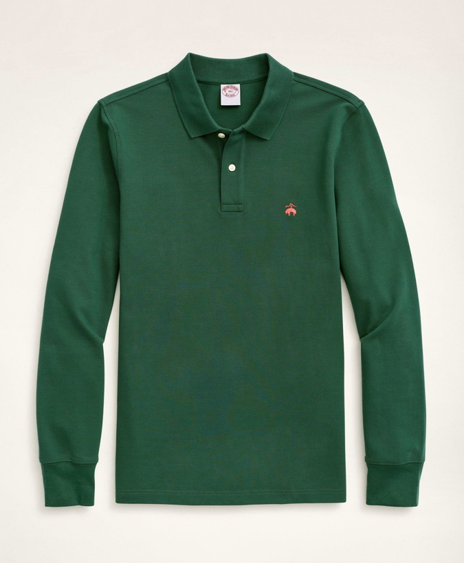 Photo: Brooks Brothers Men's Big & Tall Long-Sleeve Stretch Cotton Polo | Green