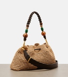 Jimmy Choo Bon Bon Medium beaded raffia bucket bag