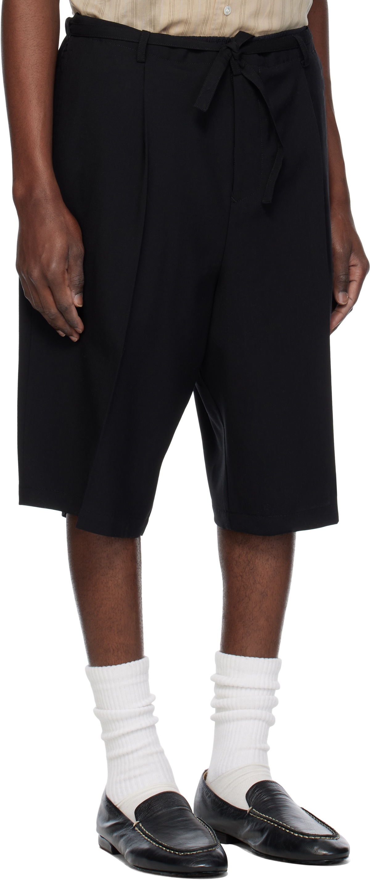 SOSHIOTSUKI Black Wool Judo Shorts