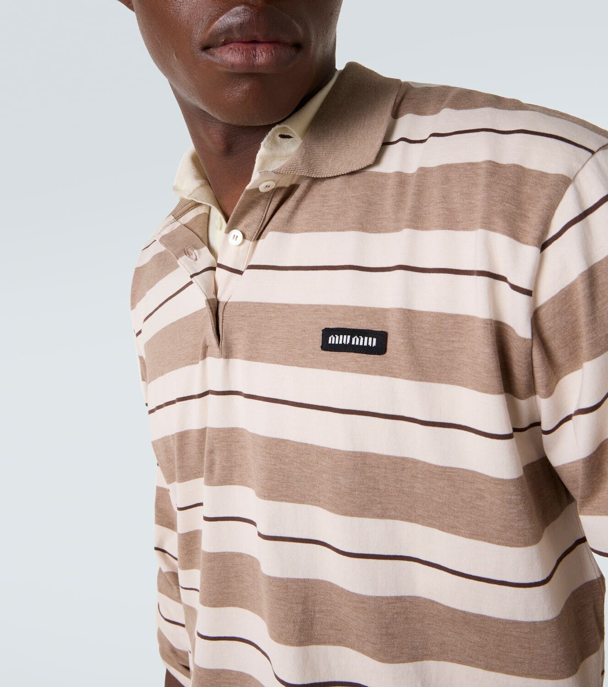 Miu Miu Striped cotton jersey polo shirt