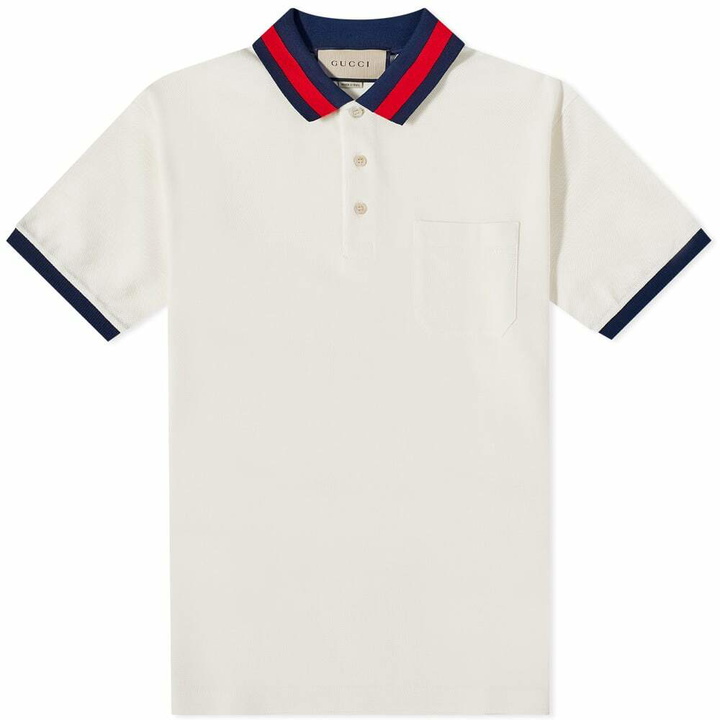 Photo: Gucci Men's GRG Collar Polo Shirt in Milk