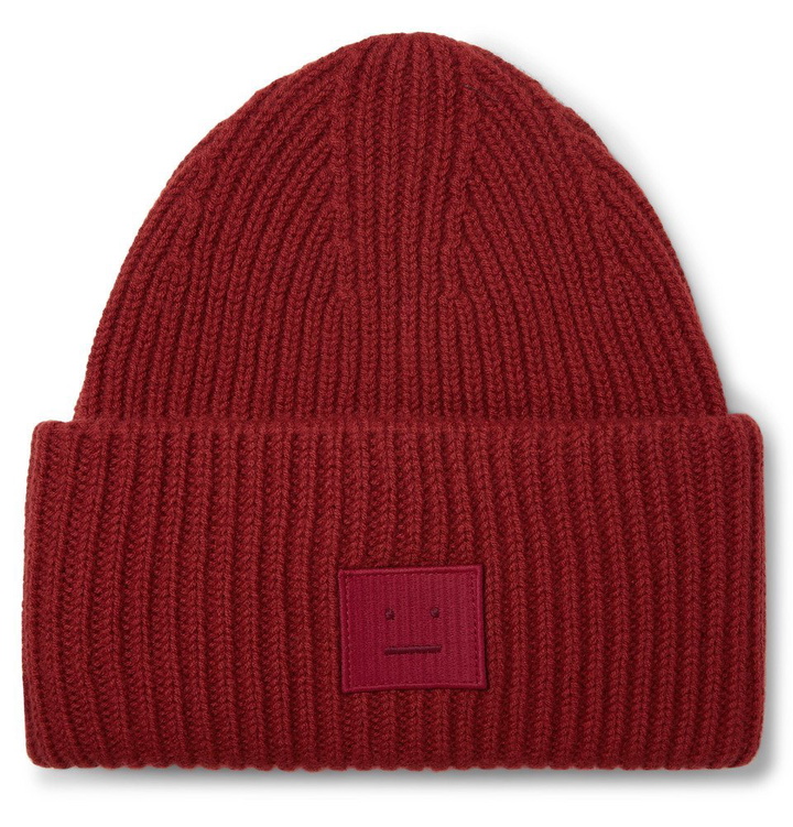 Photo: Acne Studios - Logo-Appliquéd Ribbed Wool Beanie - Brick