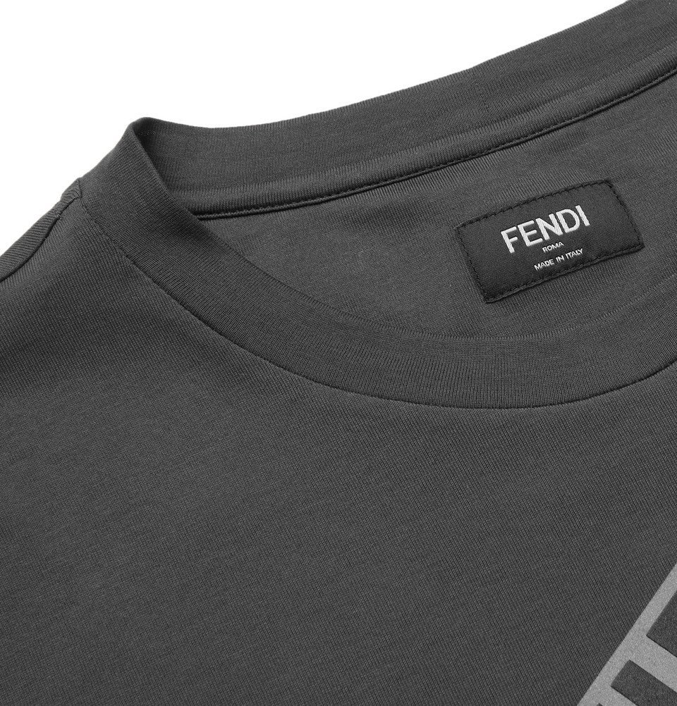 Fendi Logo 3d-effect Crewneck T-shirt in Gray for Men