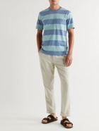 FAHERTY - Striped Organic Cotton-Jersey T-Shirt - Blue