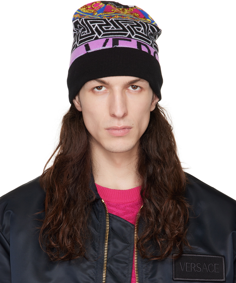 Versace Rainbow Logo Beanie Black ベルサーチ Versace Rainbow Logo Beanie Black ベルサーチ Versace Rainbow