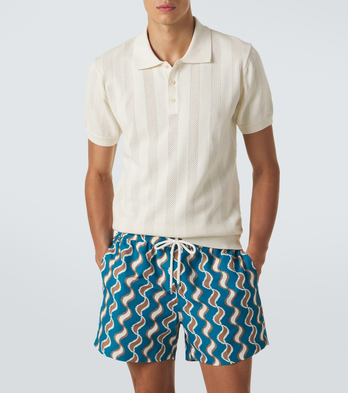 Frescobol Carioca Vidal striped cotton jacquard polo shirt