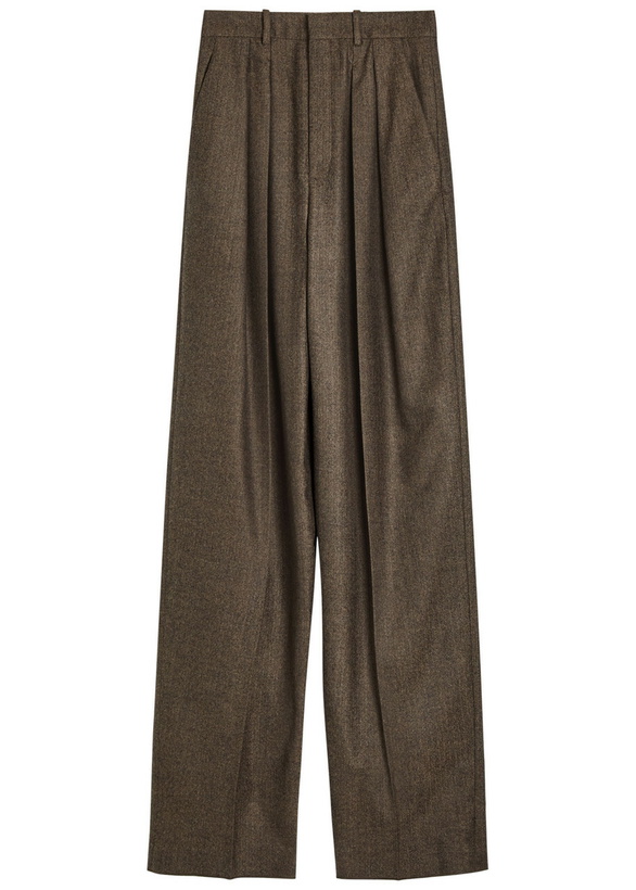 Photo: Saint Laurent Subtle-chevron Straight-leg Wool Trousers Brown