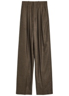Saint Laurent Subtle-chevron Straight-leg Wool Trousers Brown