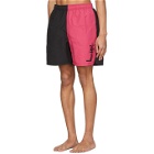 Stussy Black and Pink Panel Swim Shorts