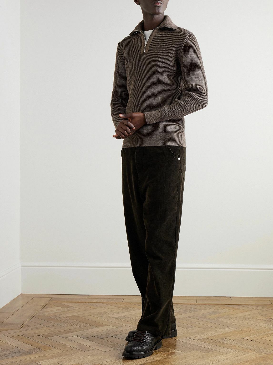S.N.S Herning - Fender III Ribbed Wool Half-Zip Sweater - Neutrals