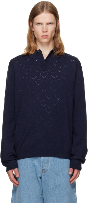 Photo: vowels Navy Eyelet Polo