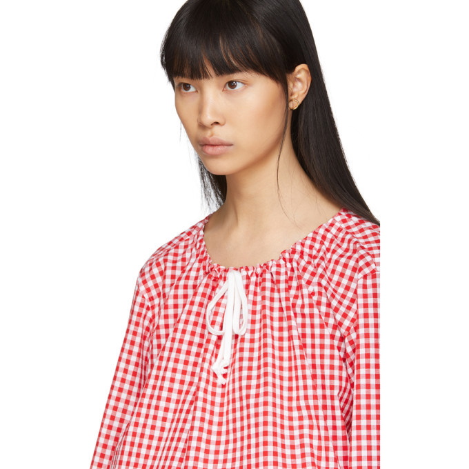 Comme des Garcons Girl Red and White Gingham Drawstring Shirt