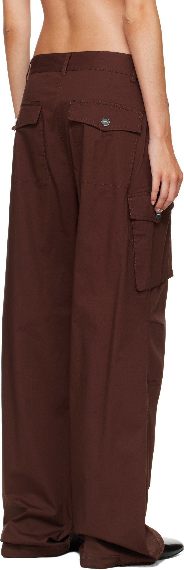 GANNI Brown Cotton Cargo Pants