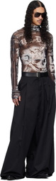 LU'U DAN Black Masked Mesh Top