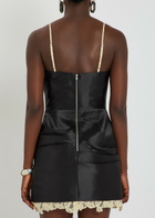 DE LA Vali Kasai Layered-lace and Satin Mini Dress Black