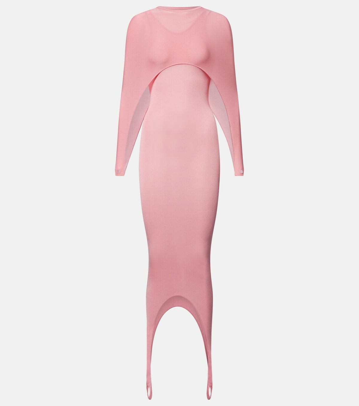 Alaïa Asymmetric caped silk-blend midi dress
