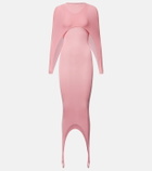 Alaïa Asymmetric caped silk-blend midi dress