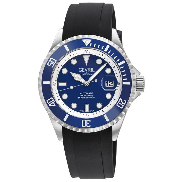 Photo: Gevril Wall Street Automatic Blue Dial Mens Watch 41851R