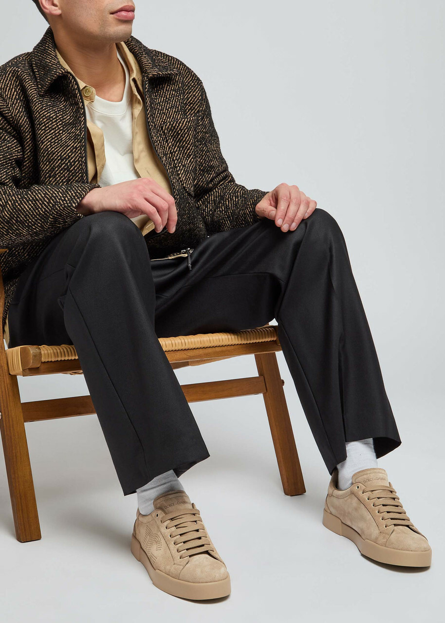 Dolce & Gabbana Logo Suede Sneakers Sand