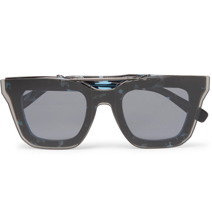 Photo: Native Sons - Sacai Cornell Square-Frame Acetate Glasses With Clip-On UV Lenses - Blue