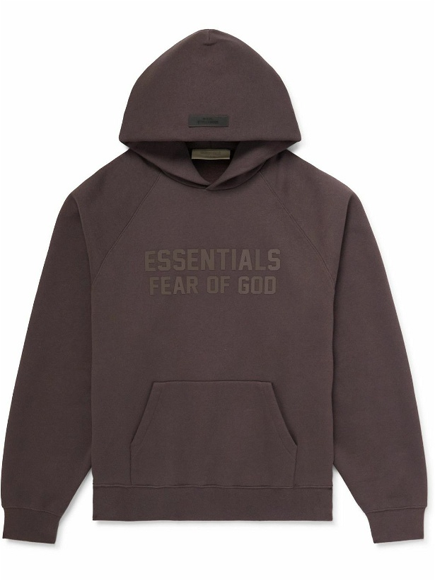 Photo: FEAR OF GOD ESSENTIALS - Logo-Appliquéd Cotton-Blend Jersey Hoodie - Purple