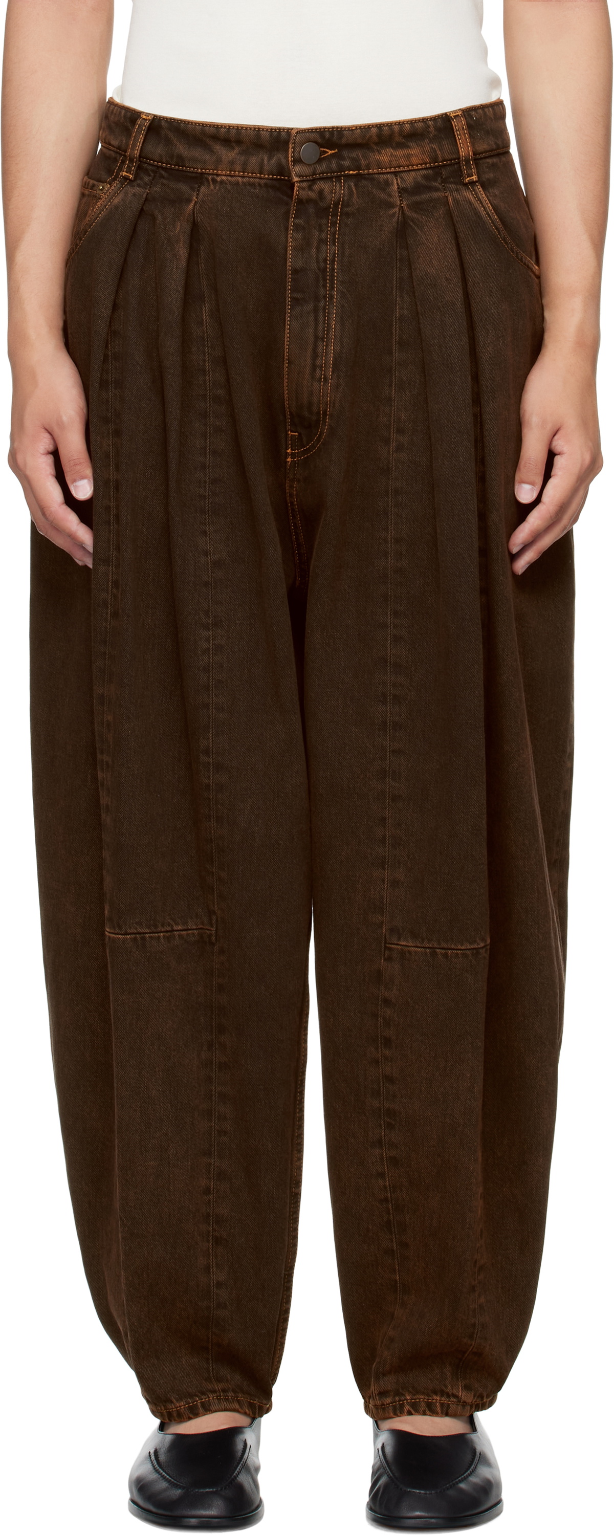 パンツ Hed mayner layered cargo pants Hed Mayner Brown Layered Cargo Pants Hed Mayner