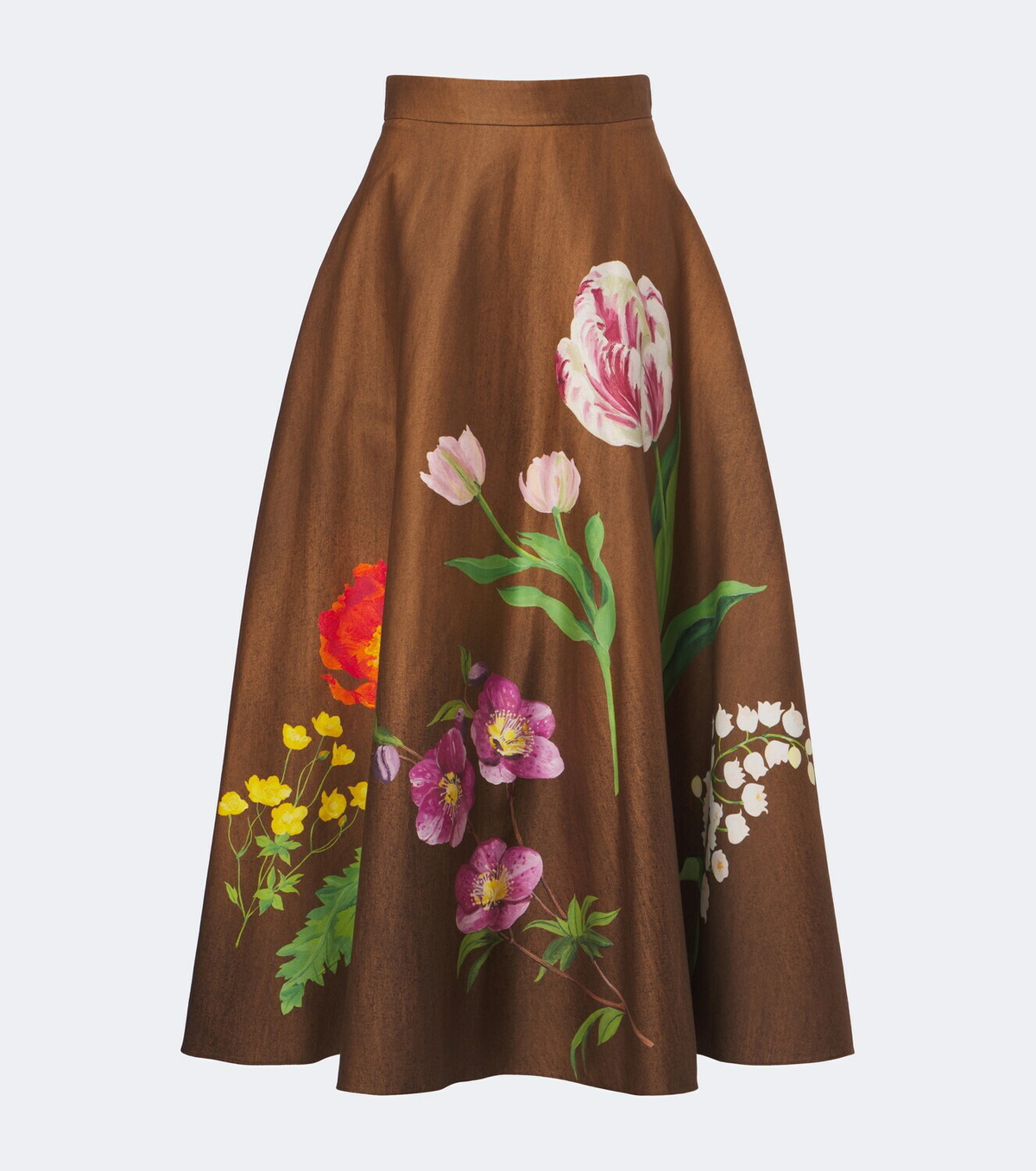Oscar de la Renta Floral cotton-blend midi skirt