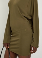 Jacquemus La Robe Mistral Cowl-back Woven Mini Dress Khaki