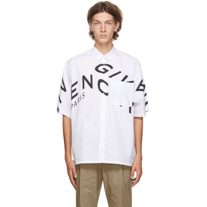 Photo: Givenchy White Refracted Logo Short Sleeve Shirt