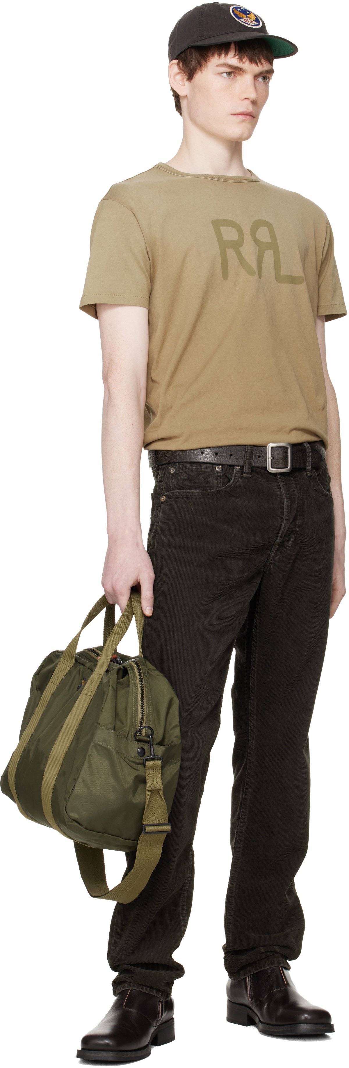 RRL Khaki Nylon Utility Duffle Bag